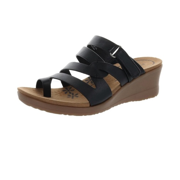 Women Baretraps Theanna Black Wedge Wide Width 11 Sandal - Picture 1 of 10